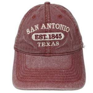 ESY Baseball Cap Red One Size San Antonio Texas EST 1845 Distressed Cotton Hat